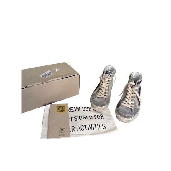 Golden Goose NIB Slide w/Gray Leather Star and Wine-colored Glitter Flash Sz 40 - Picture 2 of 14